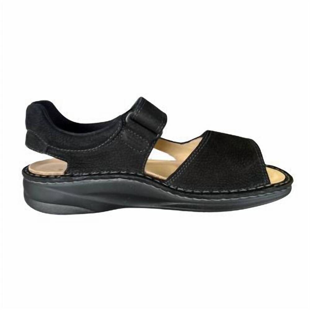 NEW FINN COMFORT men's skiathos comfort sandals in black/grey nubukrona/impala